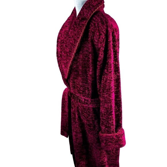 Vintage Diamond Tea Red Crushed Velvet Full Length Robe - Picture 3 of 15